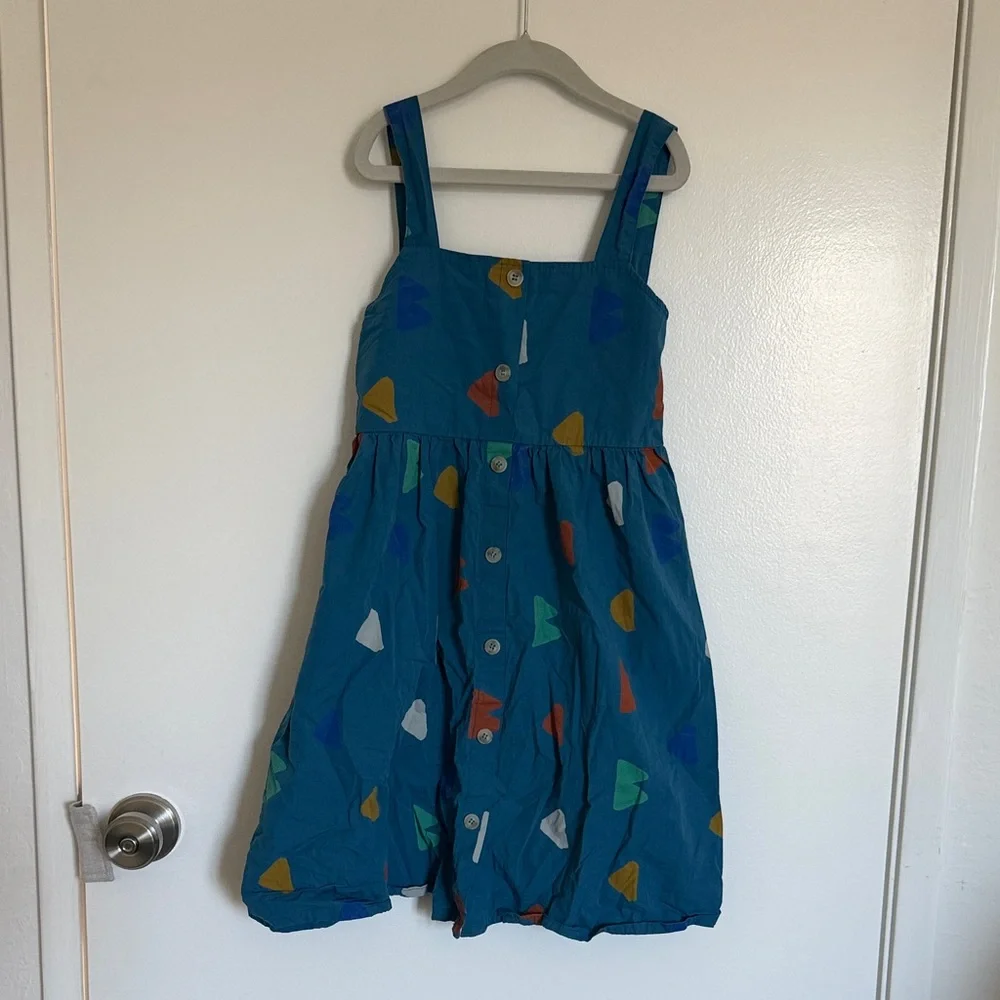 Bobo Choses Kids - Teal Button-Front Sundress with Multicolor Shapes - Picture 1 of 6